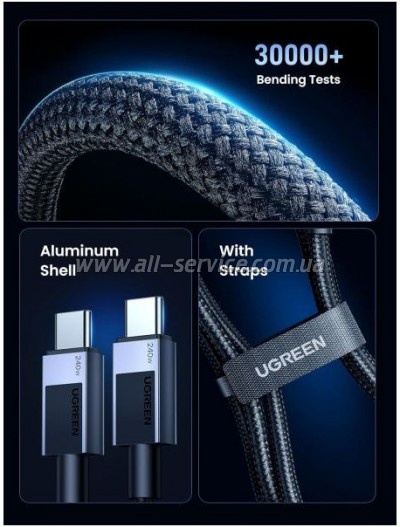 ���� ������ USB-C to USB-C 1.0m 240W 480Mbps black Ugreen (45067)