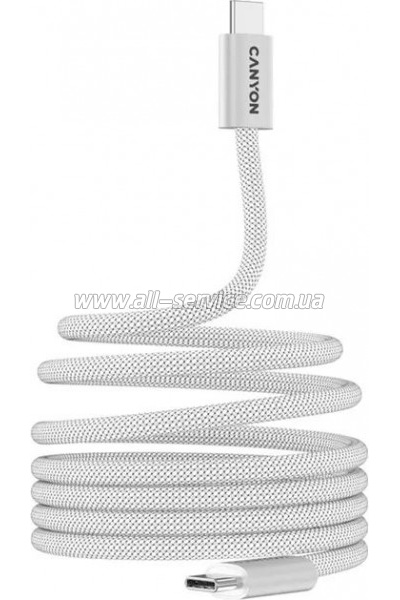 ���� ������ USB-C to USB-C 1.0m 60W Magnet Braided White Canyon (CND-CCMG60AB15W)