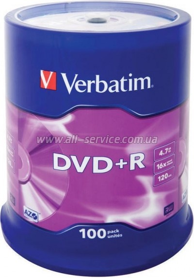 ���� DVD Verbatim 4.7Gb 16X CakeBox 100�� (43551)