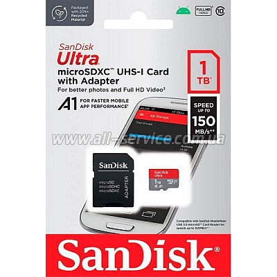   SanDisk 1TB microSDXC class 10 UHS-I Ultra (SDSQUAC-1T00-GN6MA)