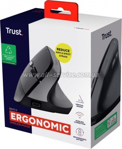  Trust Bayo 2 Ergonomic Wireless/USB-A Black (25145)