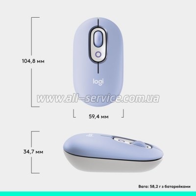  Logitech POP Mouse With Emoji Bluetooth Lilac (910-007414)