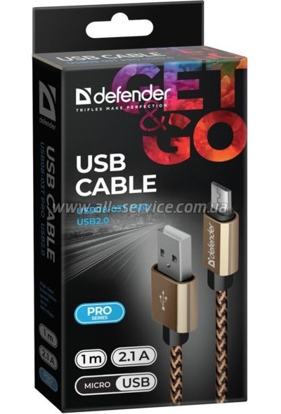 ���� ������ USB 2.0 AM to Micro 5P 1.0m USB08-03T gold Defender (87800)