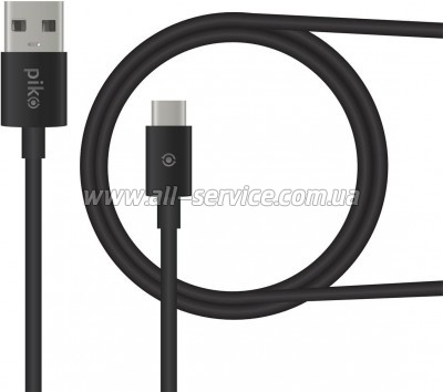 ���� ������ USB 2.0 AM to USB-C 0.2m black Piko (1283126493843)