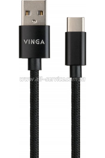 ���� ������ USB 2.0 AM to Type-C 1m nylon black Vinga (VCPDCTCNB1BK)