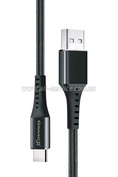 ���� ������ USB 2.0 AM to USB-C 1.2m Black Grand-X (FC-12B)
