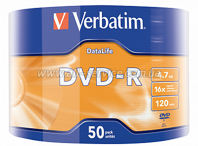  DVD Verbatim 4.7Gb 16X Wrap-box 50pk Extra MATT SILVER (43791)