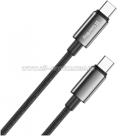 ���� ������ USB-C to USB-C 2.0m 5A 100W zinc alloy braided black ColorWay (CW-CBPDCC099-BK)