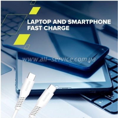 ���� ������ USB-C to USB-C 1.2m CC100SC 100W White Canyon (CNS-CC100SC12W)