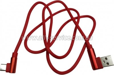 ���� ������ USB 2.0 AM to USB-C 1.0m 2.4A 90� corner red XoKo (XK-CTC-001-RD)