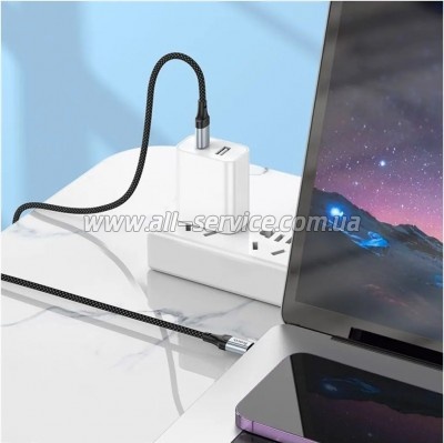 ���� ������ USB-C to USB-C 1.0m 3A nylon X102 black HOCO (6942007608787)
