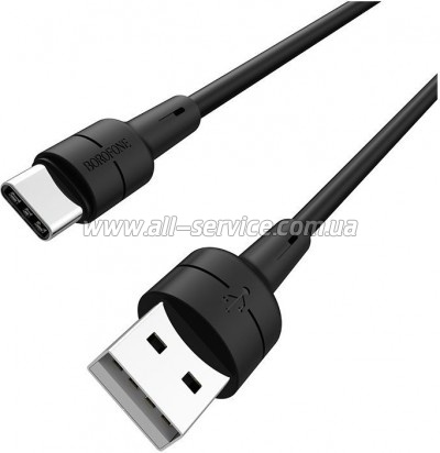 ���� ������ USB 2.0 AM to USB-C 1.0m 3A silicone BX30 black BOROFONE (6931474706928)