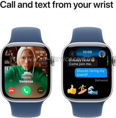 - Apple Watch Series 10 GPS 42mm Silver Aluminium Case with Denim Sport Band - M/L (MWWC3QH/A)