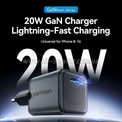 �������� ������� Vention USB-C PD20W GaN gray (FEVH0-EU)