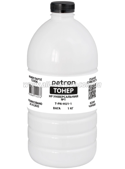 Тонер Patron HP Universal №1 LJ 1010/ 1200/ P2035 бутль 1000г (T-PN-HU1-1) Тонер Patron HP Universal №1 LJ 1010/ 1200/ P2035 бутль 1000г (T-PN-HU1-1)