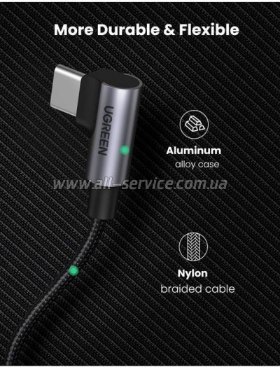 ���� ������ USB-C to USB-C 2.0m 5A 100W US335 90-degree Space Gray Ugreen (70698)