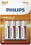  Philips LongLife Zinc Carbon AA BLI 4 (R6L4B/10)