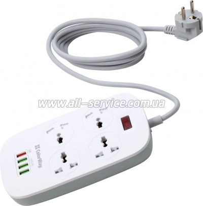 ������� ������ �olorWay 4 �������/ 4USB 1QC3.0 + 3 AUTO ID White 1.8M (CW-CHU44QW)