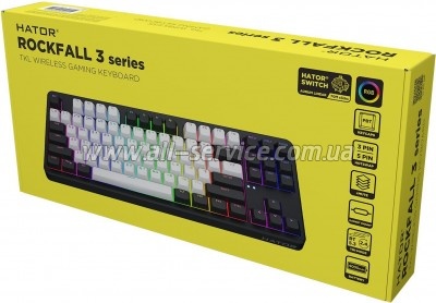  Hator Rockfall 3 Mecha TKL QMK/VIA Orange Wireless Black (HTK850UA)