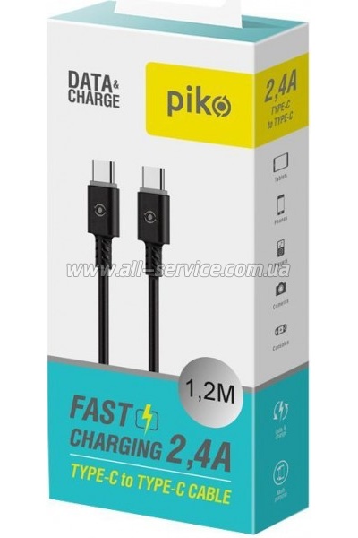 ���� ������ USB-C to USB-C 1.2m CB-TT11 black Piko (1283126504105)