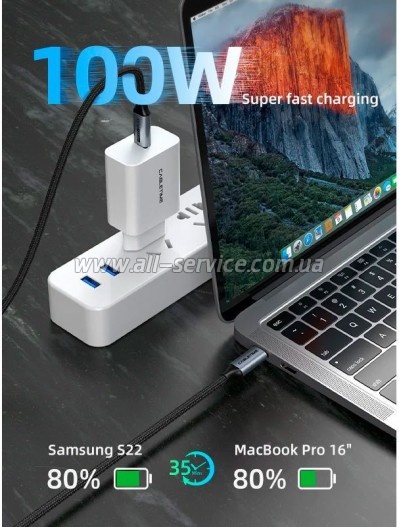���� ������ USB-C to USB-C 2.0m 100W USB3.1 20Gbps 4K60Hz Cabletime (CA914234)