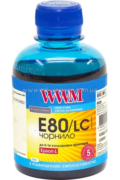 Чернила WWM 200г EPSON L800 Light Cyan (E80/LC) Чернила WWM 200г EPSON L800 Light Cyan (E80/LC)