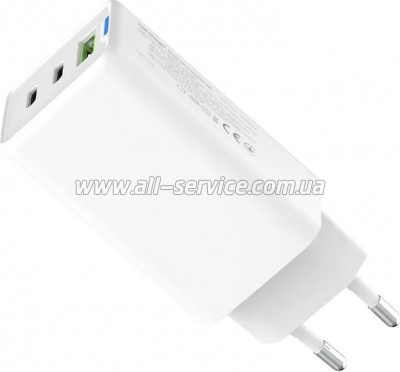 �������� ���������� ColorWay GaN Mini 65W PD Port PPS USB (USB-2C1A) white (CW-CHS058PD-WT)