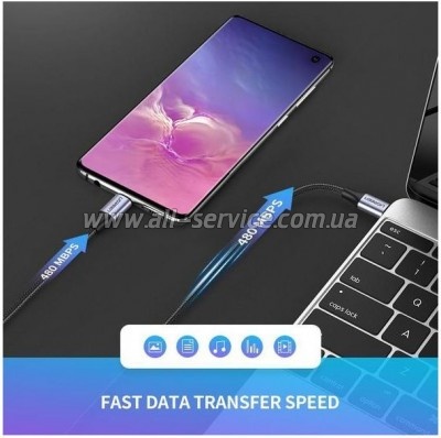 ���� ������ USB-C to USB-C 1.0m US261 3A Gray / Black Ugreen (50150)