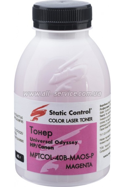 Тонер SCC Universal HP Color LaserJet / Canon бутль 40г Magenta (MPTCOL-40B-MAOS-P) Тонер SCC Universal HP Color LaserJet / Canon бутль 40г Magenta (MPTCOL-40B-MAOS-P)