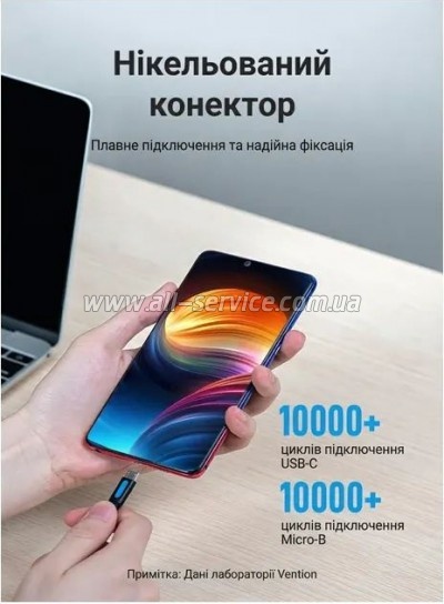 ���� ������ USB-C to Micro 5P 1.5m 2A black Vention (COVBG)
