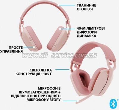  Logitech Zone Vibe 100 Wireless Rose (981-001224)