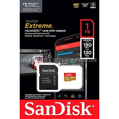   SanDisk 1TB microSD class 10 UHS-I U3 V30 Extreme (SDSQXAV-1T00-GN6MA)