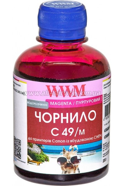  WWM GI-490M  Canon Pixma G1400/ 2400/ 3400 200 Magenta  (C49/M)