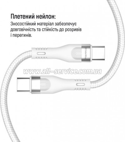   ColorWay USB-C to USB-C 1.0m white (CW-CBPDCC065-WT)