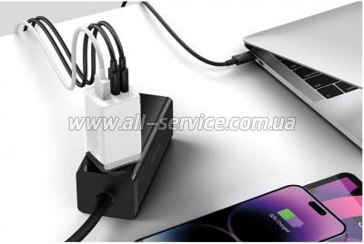 �������� ������� Baseus 2xUSB-C 65W + 1xUSB GaN + cable USB-C to USB-C 100W 1.0m white (CCGP120202)