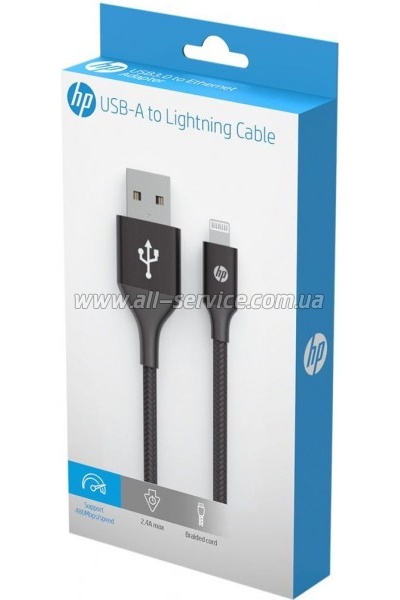 ���� ������ USB 2.0 AM to Lightning 1.0m 2.4A MFI HP (HP_DHC-MF100-1m)