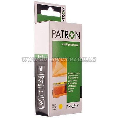 КАРТРИДЖ CANON CLI-521Y (PN-521Y) YELLOW PATRON КАРТРИДЖ CANON CLI-521Y (PN-521Y) YELLOW PATRON