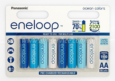 Аккумулятор Panasonic eneloop AA 1900 8HH mAh NI-MH Ocean Colors (BK-3MCCE/8SE) Аккумулятор Panasonic eneloop AA 1900 8HH mAh NI-MH Ocean Colors (BK-3MCCE/8SE)
