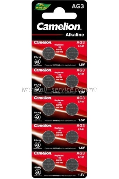  AG3 / LR736 / LR41 / V3GA Alkaline * 10 Camelion (AG3-BP10)