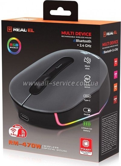  REAL-EL RM-470W Wireless/Bluetooth Dark Gray (EL123200049)