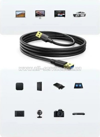 ���� ������ USB 3.0 AM/AM 3.0m US128 black Ugreen (90576)