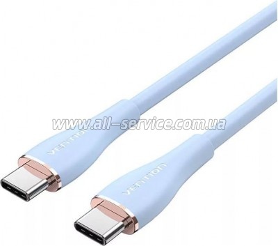 ���� ������ USB-C to USB-C 1.0m USB2.0 100W Light Blue Silicone Vention (TAWSF)