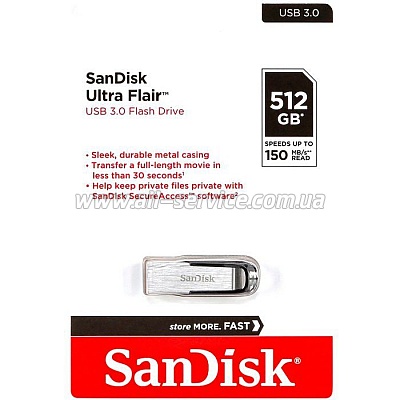  SanDisk 512GB Ultra Flair Silver-Black USB 3.0 (SDCZ73-512G-G46)