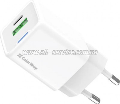 �������� ������� ColorWay GaN Mini 30W PD white (CW-CHS053PD-WT)