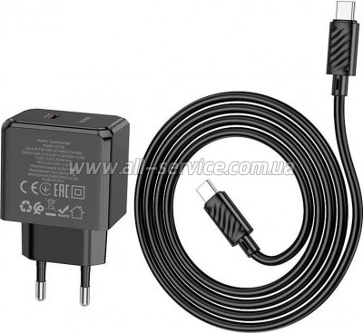 �������� ������� HOCO CS13A Ocean USB-C PD20W + cable USB-C to USB-C Black (6942007603843)