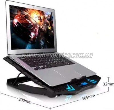    IceCoorel 10-17", 6*70mm 1800 RPM, 2*USB, + LCD, 365*297*30mm, Black (K8)