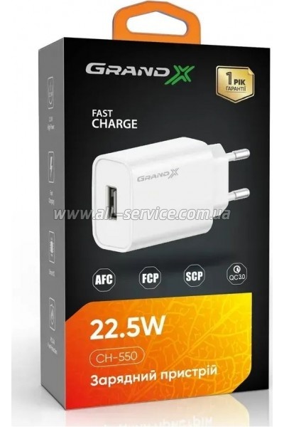 �������� ������� Grand-X CH-550W USB QC3.0 White (CH-550W)