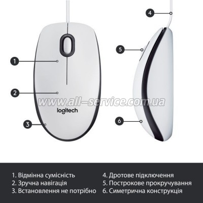  Logitech M100 USB White (910-006764)