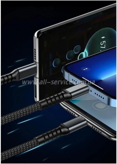 ���� ������ USB 2.0 AM to Lightning + Micro 5P + USB-C 1.2m 100W nylon black XoKo (SC-3100)
