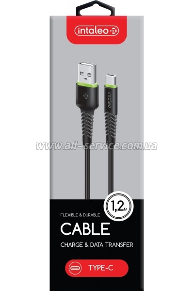���� ������ USB 2.0 AM to USB-C 1.2m black Intaleo (1283126487484)